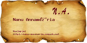 Nanu Annamária névjegykártya